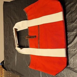 NWT-Croft & Barrow-Canvas Tote Bag-Red & Cream